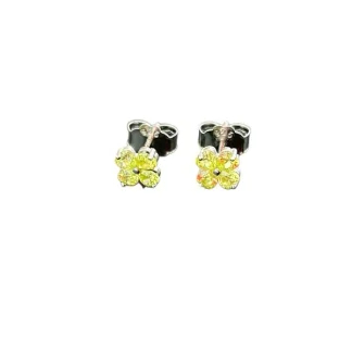Brinco Flor Zircônia Limão P Prata 925 Ródio