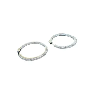 Brinco Argola Zircônia Prata 925 Ródio