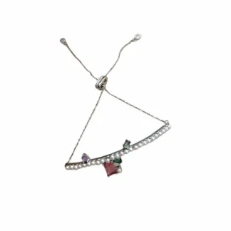 Pulseira Pérola Colors Gravata Prata 925 Ródio