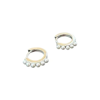 Brinco Argola 11mm Pérola 2mm Prata 925 Ródio