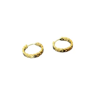 Brinco argola folha liso M Prata 925 Ouro 18 k