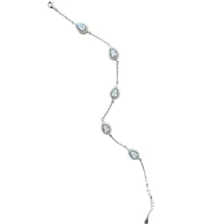 Pulseira Gota vazada zircônia com alongador Prata 925 Ródio
