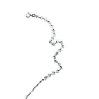 Pulseira Riviera coração 15 cm com alongador Prata 925 Ródio
