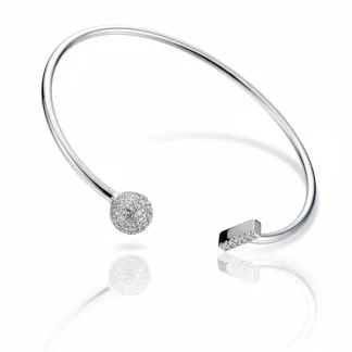 Pulseira Bracelete 1 meia bola 1 palito zircônia Prata 925 Ródio
