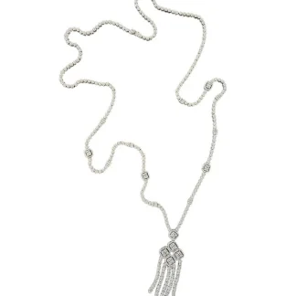 Colar Longo Pendente Zircônia Prata 925 Ródio