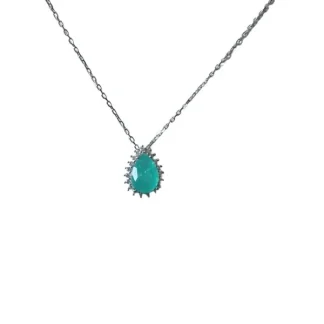 Colar Gota turmalina fusion e zircônia P Prata 925 Ródio
