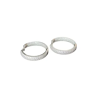 Brinco Argola Zircônia M Prata 925 Ródio