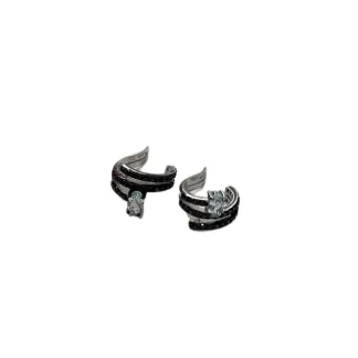 Piercing Fake 2 Cristal Topázio Prata 925 Ródio Negro