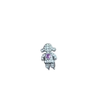 Pingente PIN menina topázio Rosa fusion Prata 925 Ródio