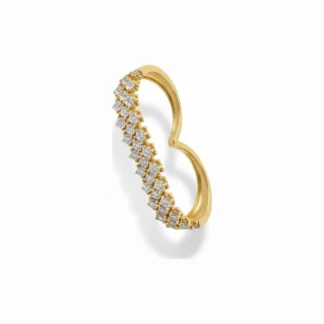 Anel dois dedos zircônia Prata 925 Ouro 18 k