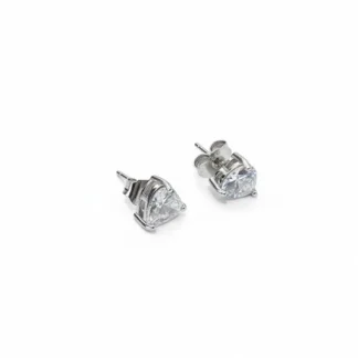 Brinco Coração zircônia branca P Prata 925 Ródio
