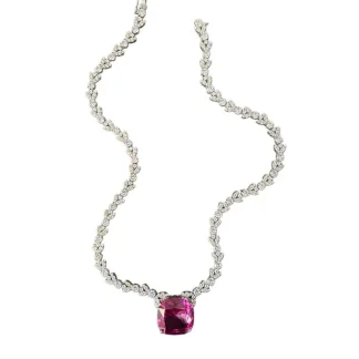 Colar Topázio Rosa fusion Zircônia Prata 925 Ródio
