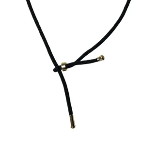 Colar Fio preto Ponteira Prata 925 Ouro 18k