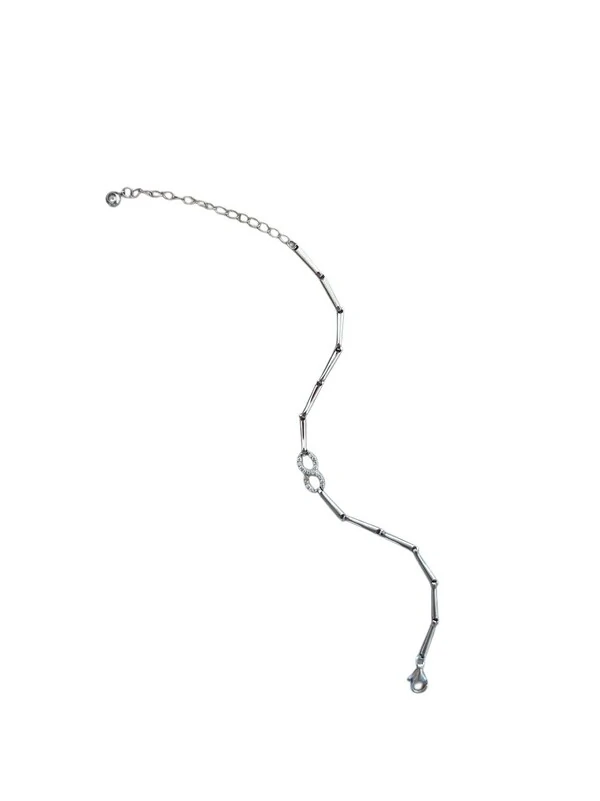 Pulseira canutilho infinito zircônia com alongador Prata 925 Ródio, Bottega D'Oro