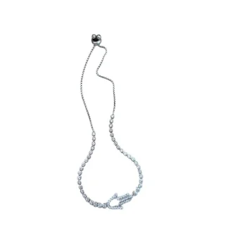 Pulseira Mão de Fátima zircônia gravata Prata 925 Ródio