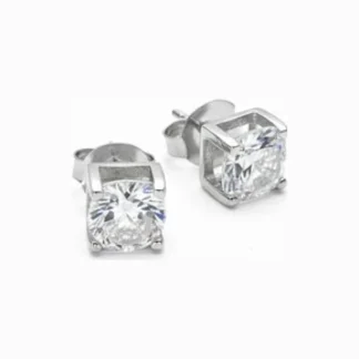 Brinco Solitário Cartier zircônia 8 mm Prata 925 Ródio