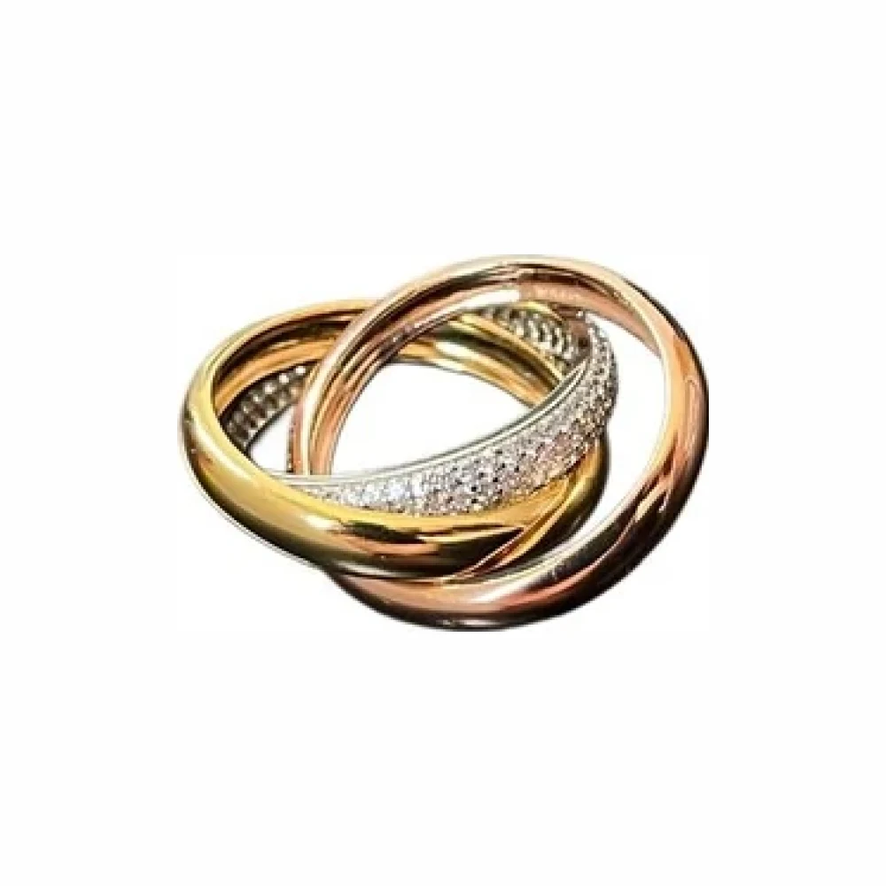 Anel Triplo Rose zircônia Cravejado Prata 925 Ródio, Bottega D'Oro
