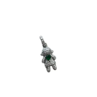 Pingente Menina Zircônia verde Prata 925 Ródio