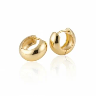 Brinco Argola Baulado 13 mm Prata 925 Ouro 18 K