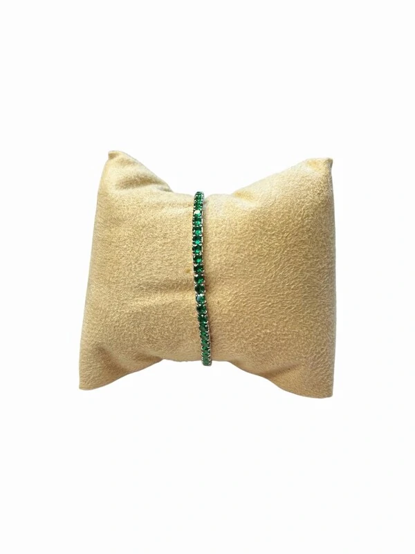 Pulseira Riviera elástica zircônia verde 2 mm 5,5cm diâmetro Prata 925 Ródio, Bottega D'Oro