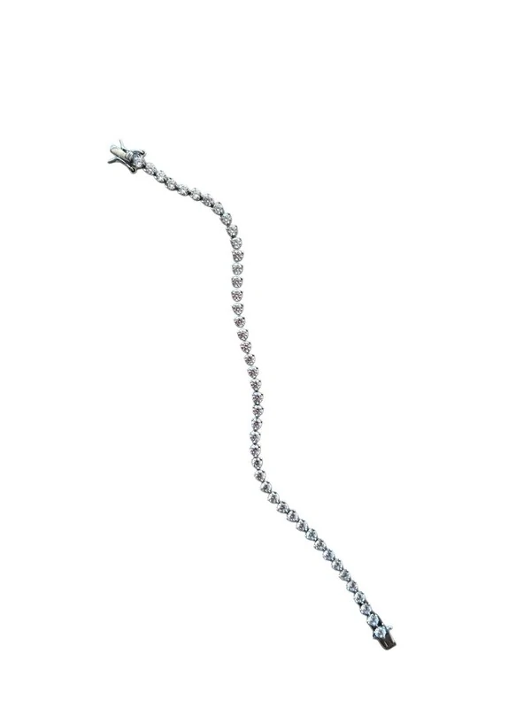Pulseira Riviera Coração zircônia 19 cm Prata 925 Ródio, Bottega D'Oro