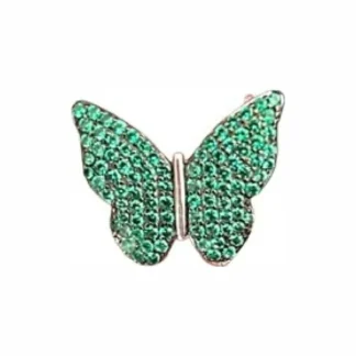Pingente PIN Borboleta esmeralda Prata 925 Ródio