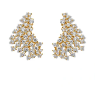 Brinco Ear Cuff zircônia Prata 925 Ouro 18 k