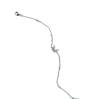 Pulseira Borboleta zircônia pérola com alongador Prata 925 Ródio