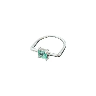 Anel Quadrado Cristal Paraíba Prata 925 Ródio