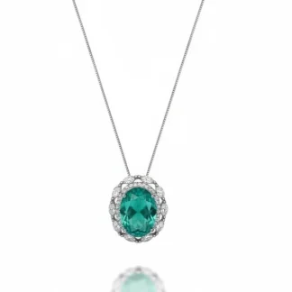 Colar Oval renda turmalina fusion zircônia Prata 925 Ródio