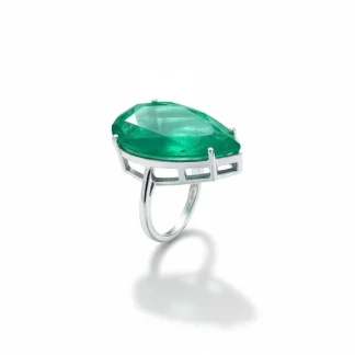 Anel Fusion esmeralda gota Prata 925 Ródio