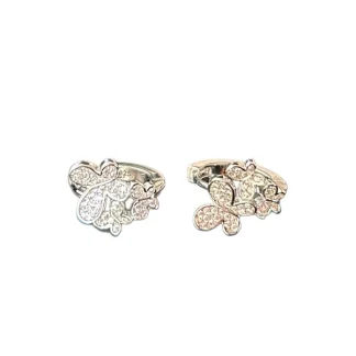 Brinco 3 Borboletas Argola Zircônia Prata 925 Ródio