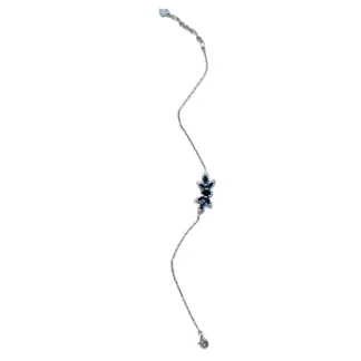 Pulseira Folha Safira Azul fusion 17 cm com alongador Prata 925 Ródio