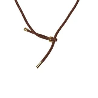 Colar Fio Marrom Ponteira Prata 925 Ouro 18 k