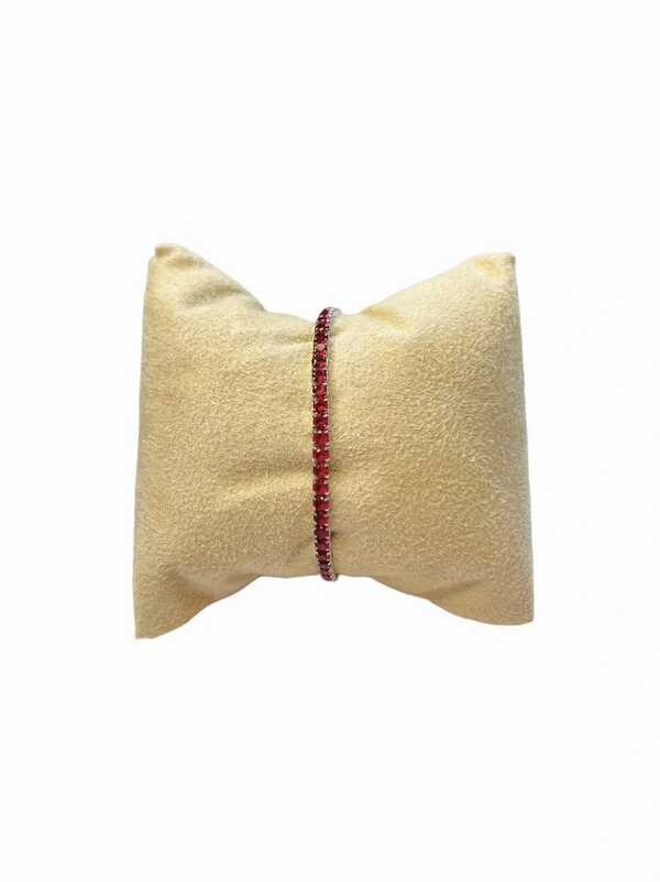 Pulseira Riviera elástica zircônia vermelha 2 mm 5,5 cm diâmetro Prata 925 Ródio, Bottega D'Oro