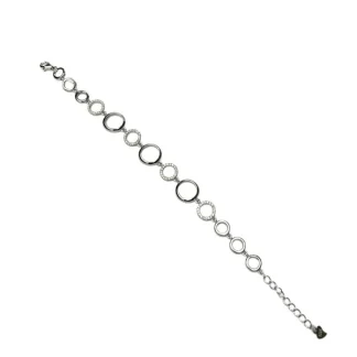 Pulseira elos redondos degradê zircônia com alongador Prata 925 Ródio
