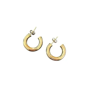Brinco Argola Lisa 14mm Prata 925 Ouro 18k