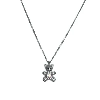 Colar Urso Topázio Rosa fusion e zircônia Prata 925 Ródio