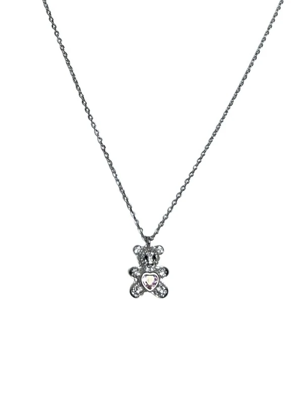 Colar Urso Topázio Rosa fusion e zircônia Prata 925 Ródio, Bottega D'Oro