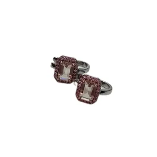Piercing Fake 2 Cristal Topázio Rosa Prata 925 Ródio