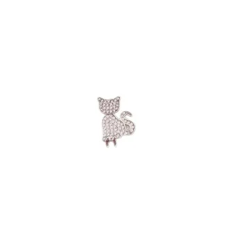 Pingente PIN Gato cravejado zircônia Prata 925 Ródio