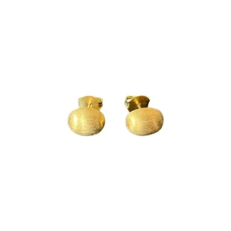 Brinco Oval G escovado Prata 925 Ouro 18 k