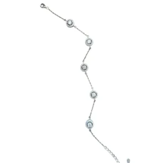 Pulseira Redonda Vazada zircônia com alongador Prata 925 Ródio