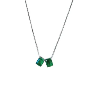 Colar Escapulário Esmeralda fusion Prata 925 Ródio