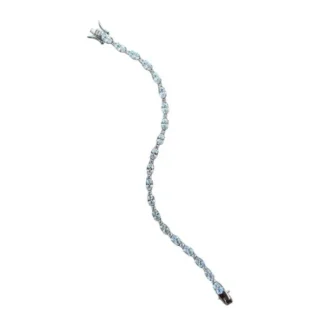 Pulseira Riviera Oval zircônia Pedra menor e maior 17cm em Prata 925 com Ródio