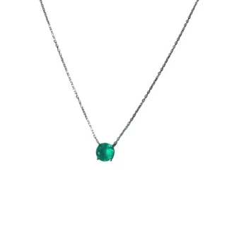 Colar Ponto esmeralda 8 mm Prata 925 Ródio