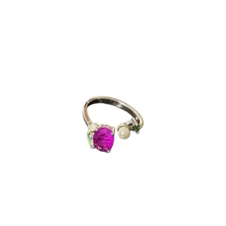 Anel Oval Ametista fusion Pérola Ajustável Prata 925 Ródio