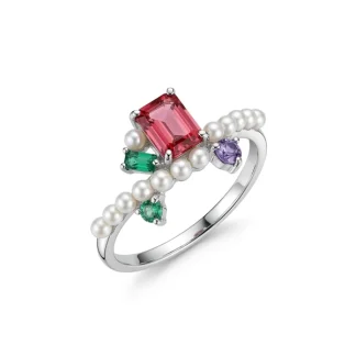 Anel Pérola Colors fusion Palito Prata 925 Ródio