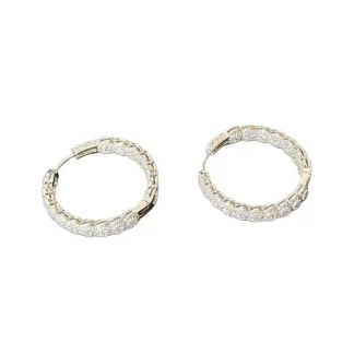 Brinco Argola Flor Zircônia Prata 925 Ródio
