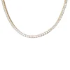 Colar Riviera zircônia 4 garras 3mm 40 cm Prata 925 ouro 18 k